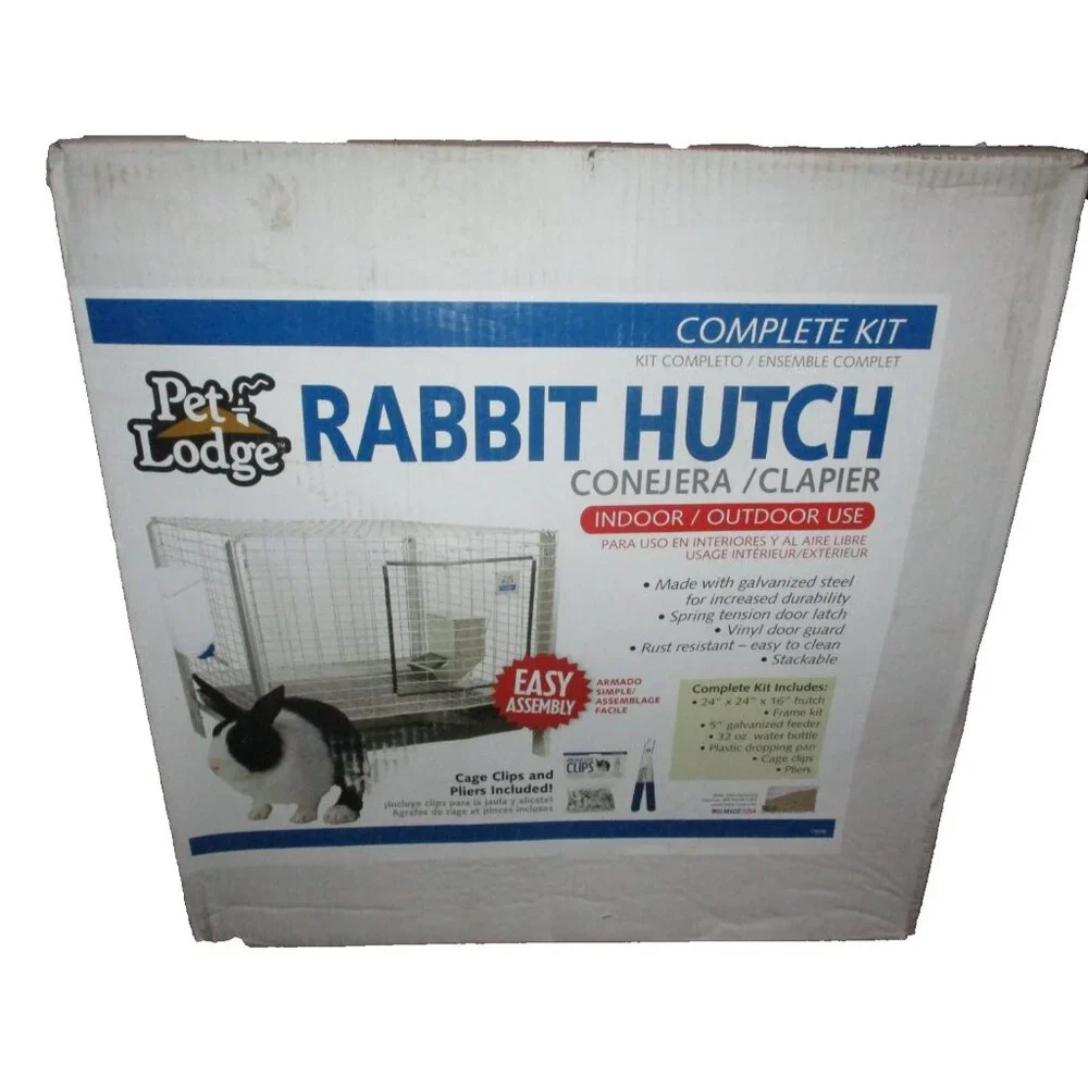 Pet Lodge Rabbit Hutch Complete Kit 24 in. x 24 in. x 16 in. Wire Mesh Cage